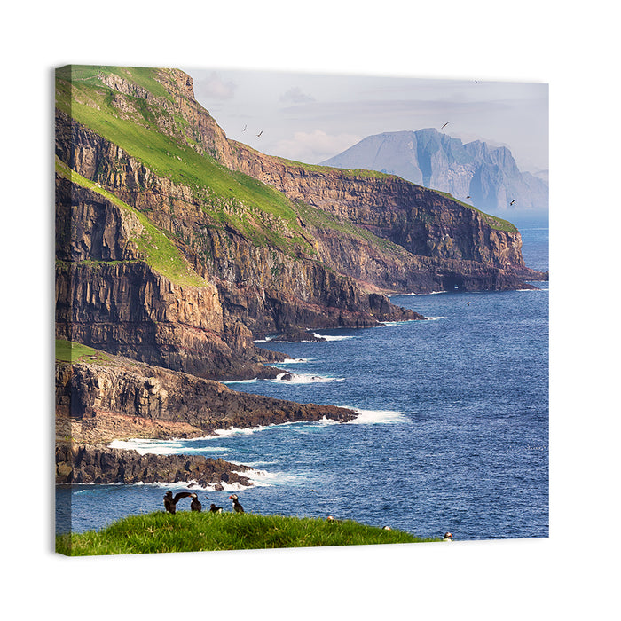 Mykines Cliffs, Faroe Islands Wall Art as a canvas print
