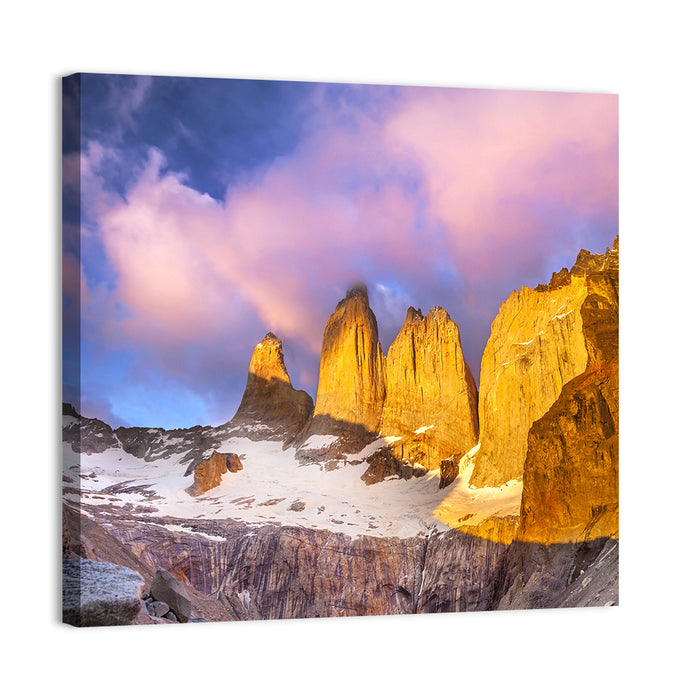 Torres Del Paine Alpenglow Wall Art as a canvas print