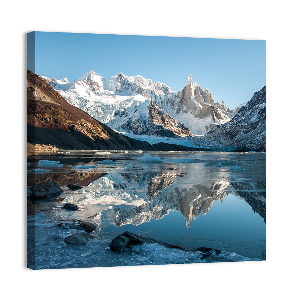 Cerro Torre Reflection, Laguna Torre Wall Art, canvas print, square