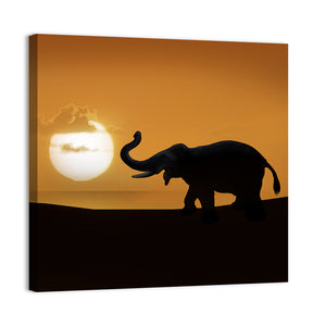 Elephant at Sunset Wall Art