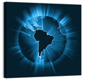Glowing South America Map Wall Art