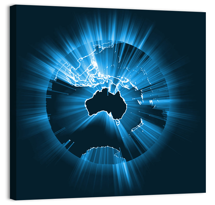 Glowing Australian Map Wall Art, canvas print, square
