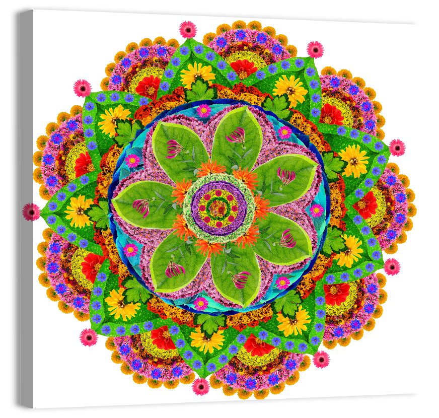 Vibrant Floral Petal Mandala Wall Art