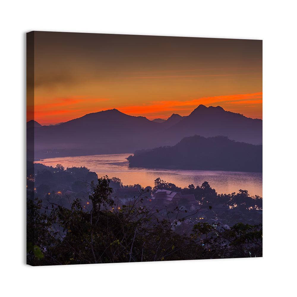 Luang Prabang Sunset Over Mekong Wall Art