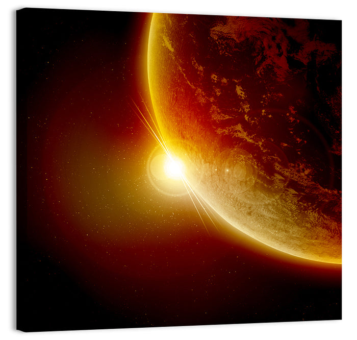 Red Planet Sunrise Limb Flare Wall Art as a canvas print