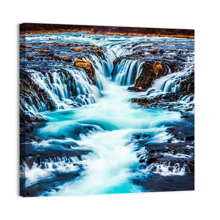 Bruarfoss Multi Tier Waterfall Wall Art as a canvas print