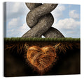 Intertwined Trees with Heart-shaped Roots Wall Art