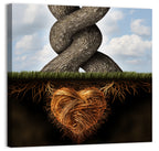 Intertwined Trees with Heart-shaped Roots Wall Art