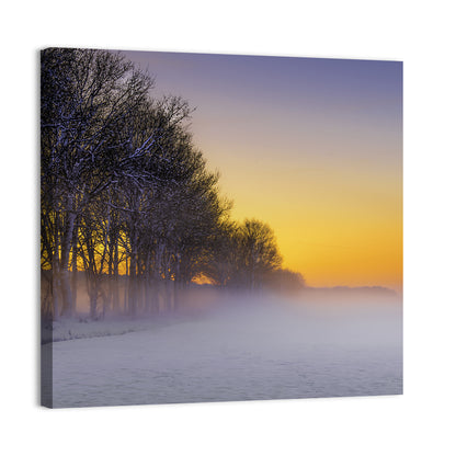 Foggy Winter Sunset Wall Art