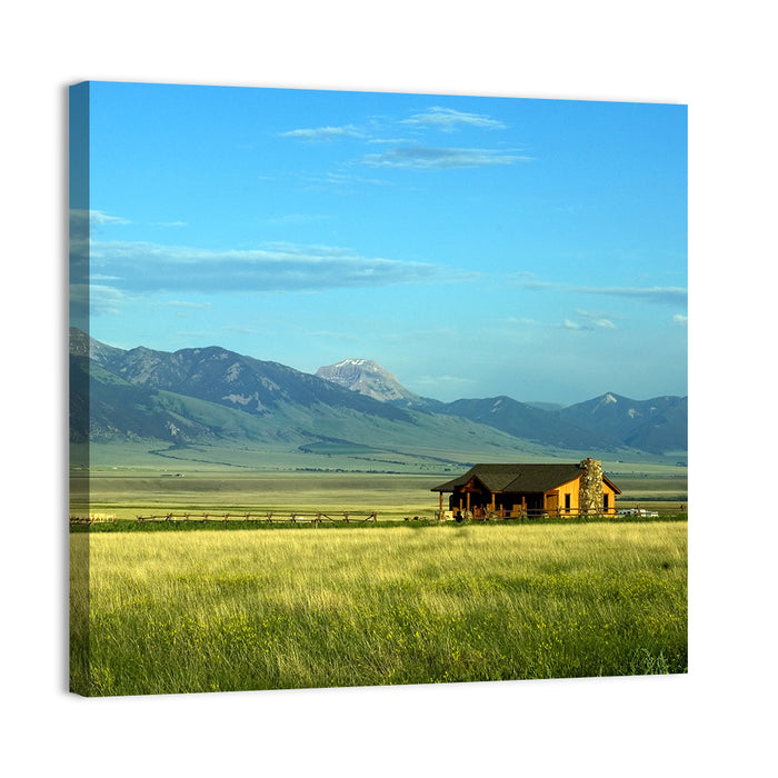 Montana Mountain Ranch Wall Art as a canvas print
