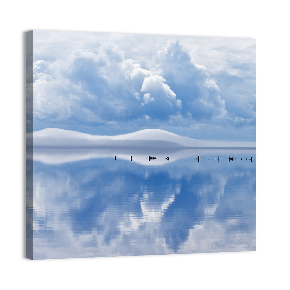 Siljan Lake Mist Reflection Wall Art, canvas print, square