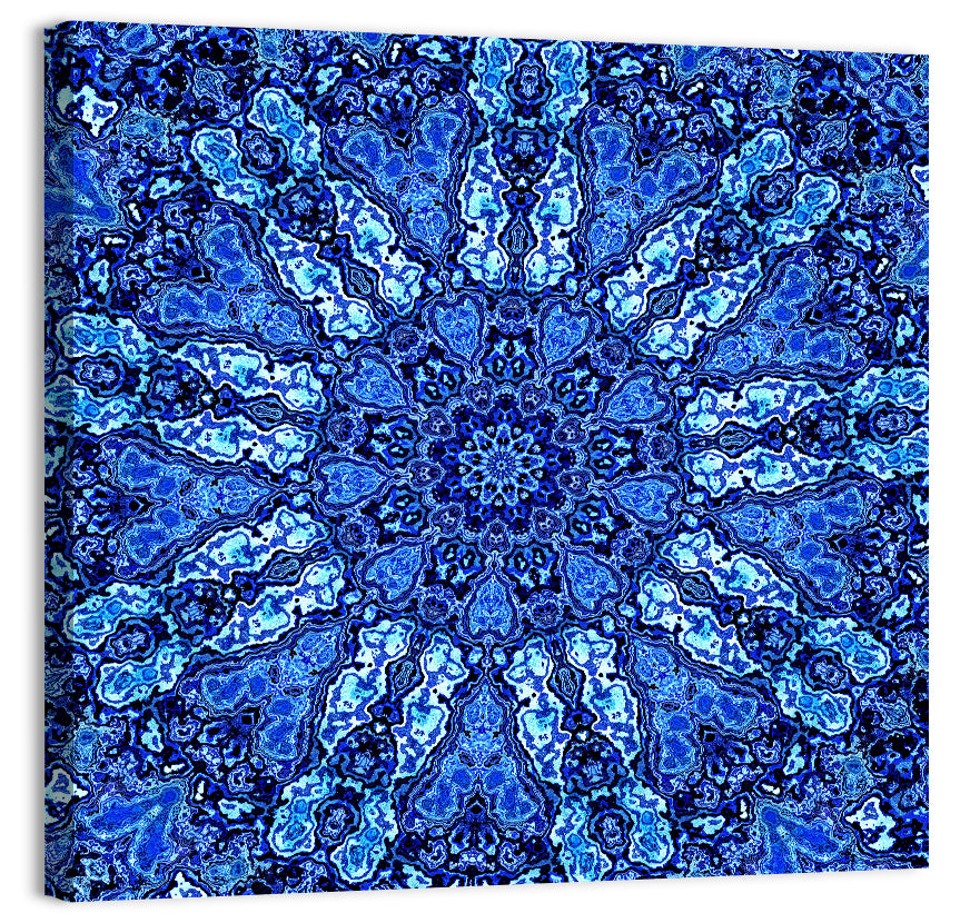 Blue Fractal Mandala Wall Art