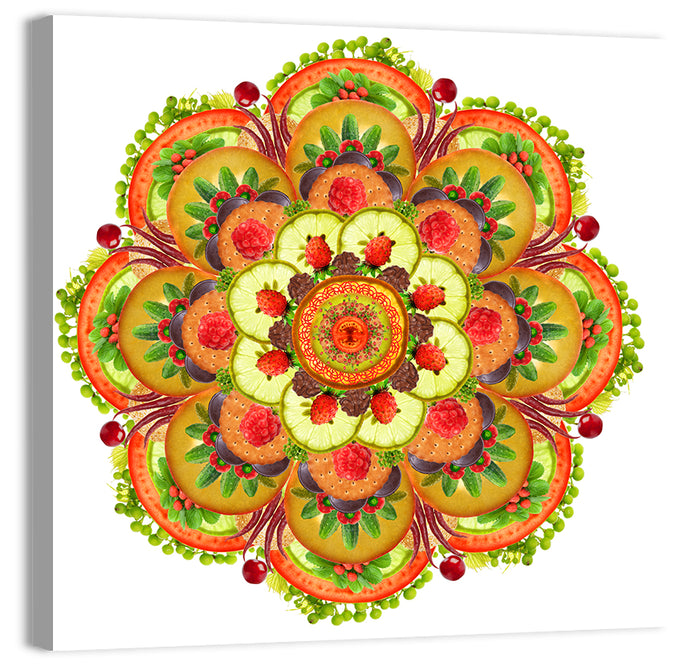 Vegetarian Pizza Mandala Wall Art as a canvas print