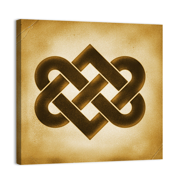 Gold Celtic Heart Knot Wall Art as a canvas print
