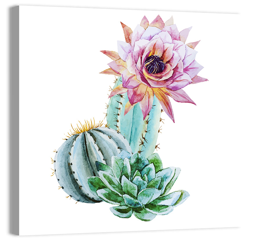 Blooming Cactus Watercolor Wall Art