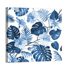 Blue Tropical Palm Leaves Wall Art