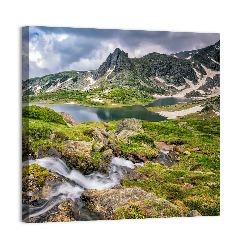 Seven Rila Lakes View Wall Art, canvas print, square