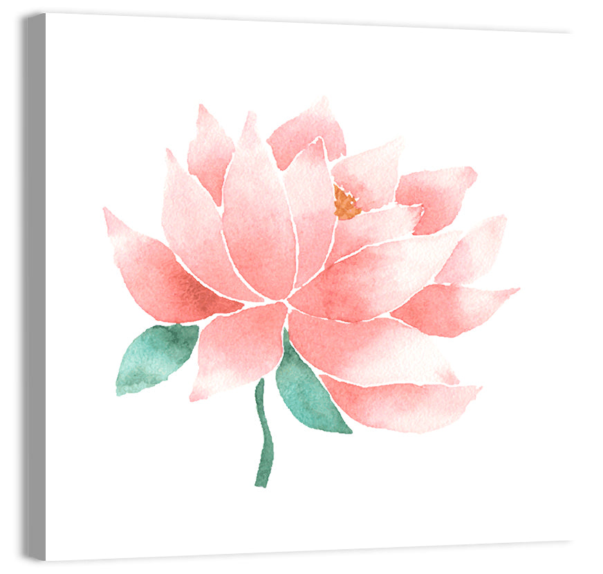 Soft Pink Lotus Watercolor Wall Art, canvas print, square