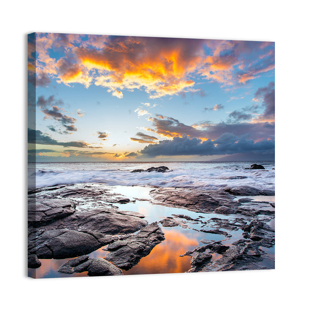 Sunset Over Volcanic Shore Wall Art