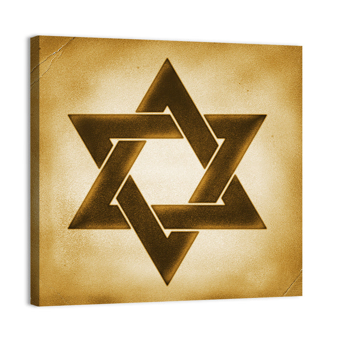 Vintage Brown Star of David Wall Art as a canvas print
