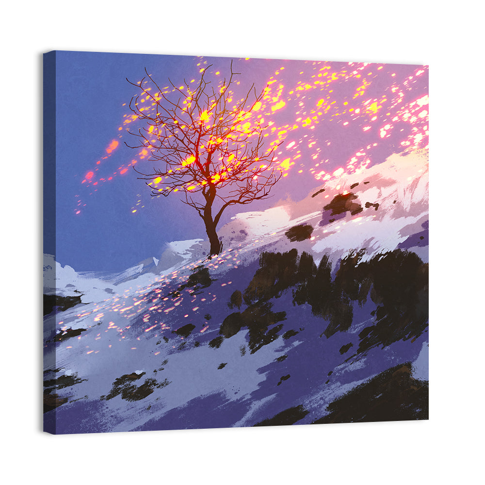 Falling Leaves in Winter Wall Art