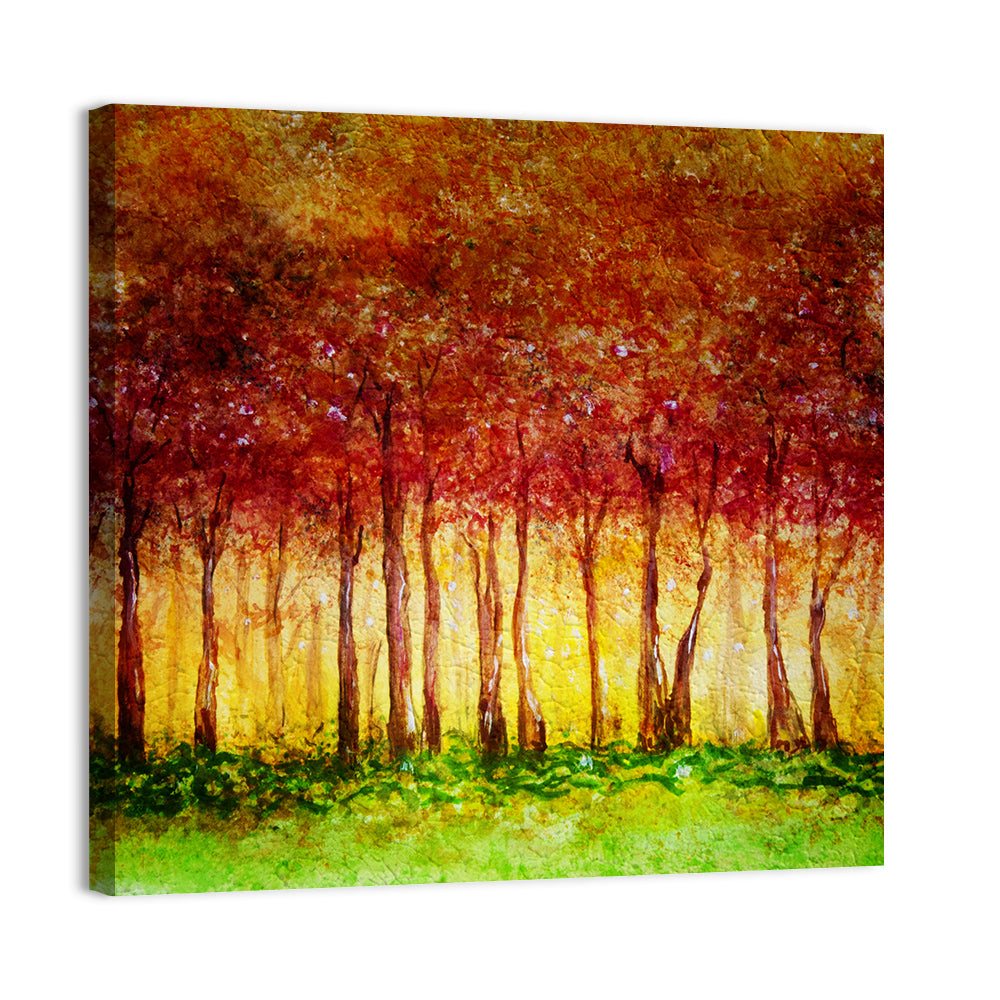 Autumn Tree Row Wall Art, canvas print, square