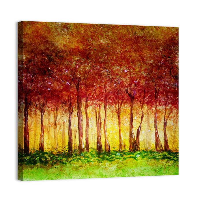 Autumn Tree Row Wall Art as a canvas print