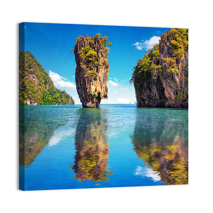 Ko Tapu Limestone Stack, Phang Nga Wall Art as a canvas print