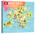 I Love Hong Kong Illustrated Cultural Map Wall Art