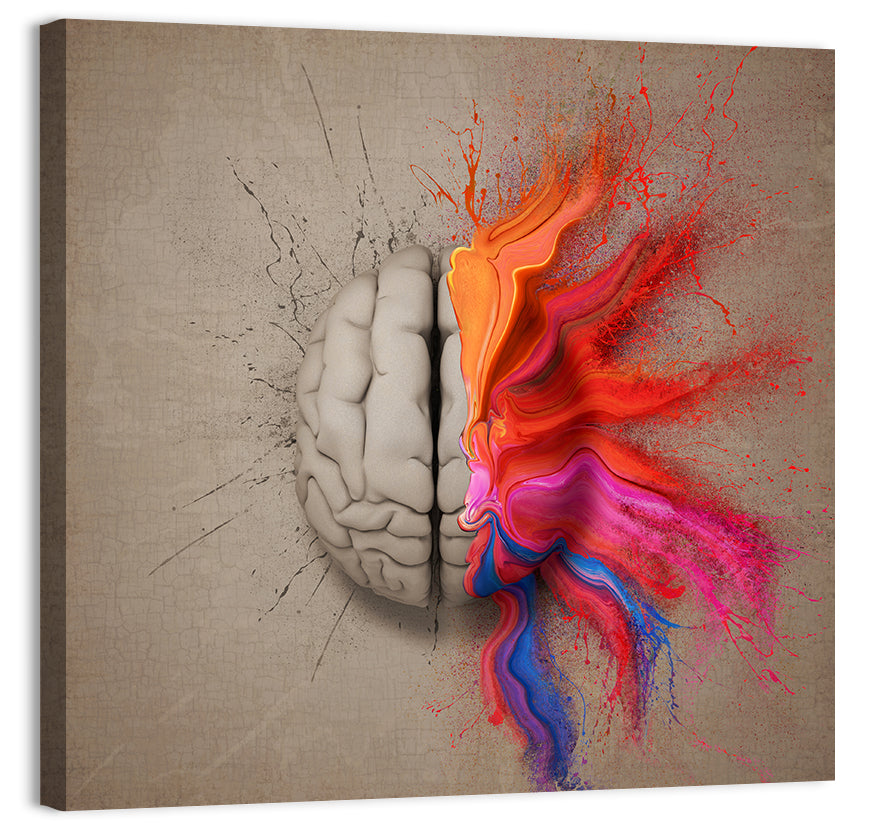 Creative Brain Duality Illustration Wall Art, canvas print, square