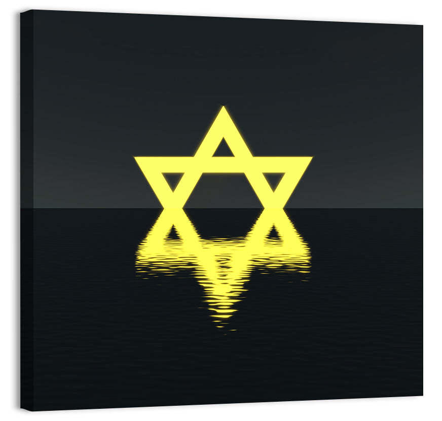 Glowing Star of David Reflection Wall Art