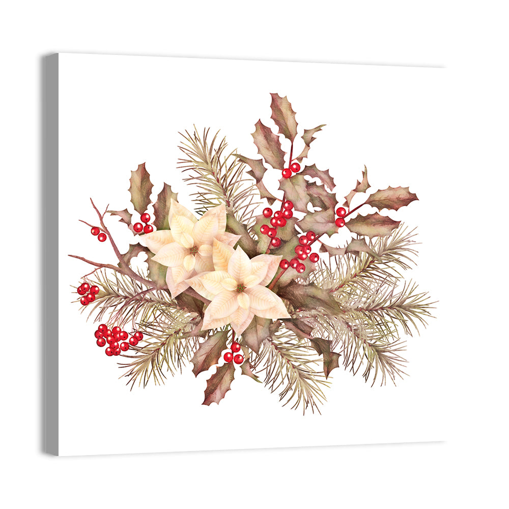 Retro Poinsettia Bouquet Wall Art