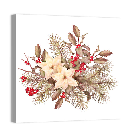 Retro Poinsettia Bouquet Wall Art