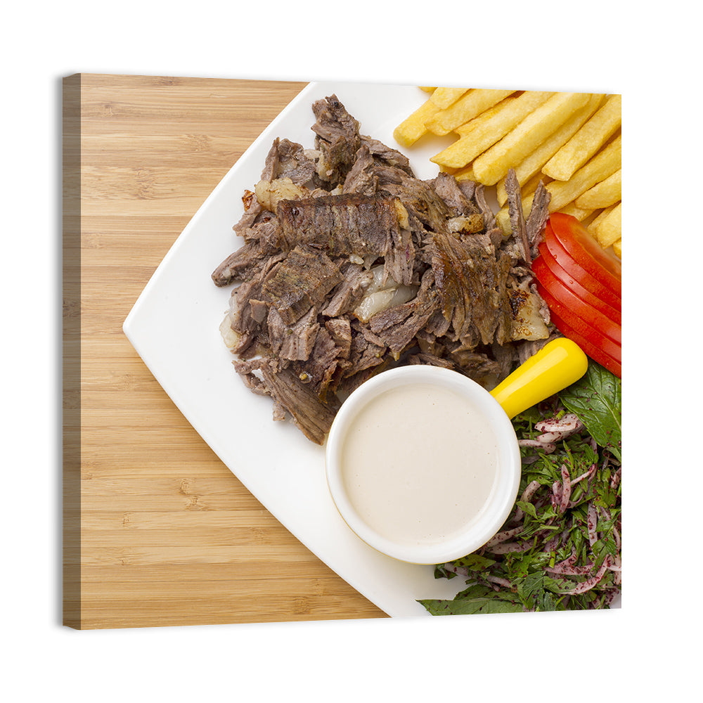 Shawarma and Fries Flat Lay Wall Art