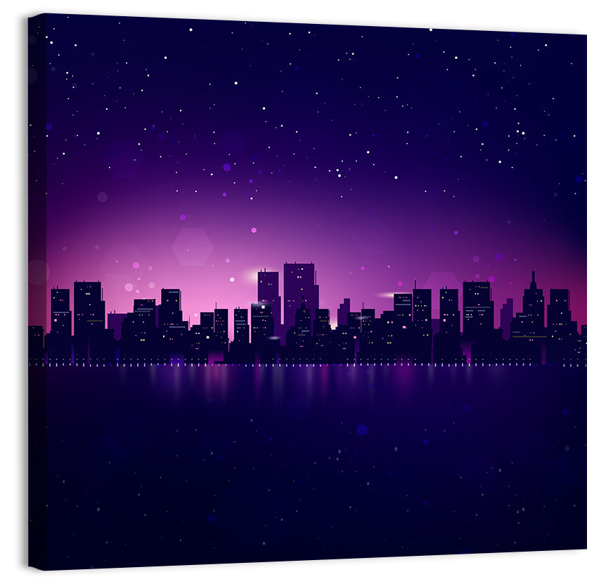 New York Night Skyline Wall Art, canvas print, square
