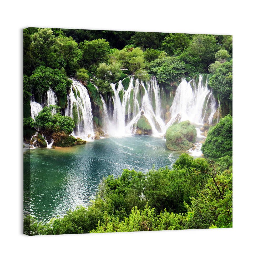 Kravice Falls Wall Art, canvas print, square