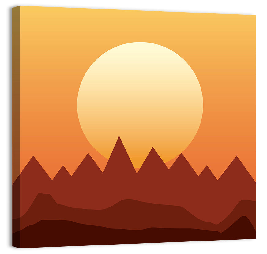 Geometric Mountain Sunset Wall Art, canvas print, square