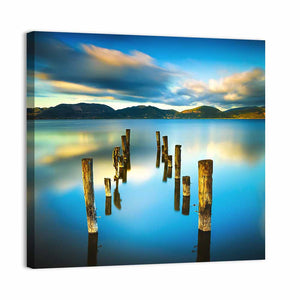 Wooden Pier On Lake Wall Art