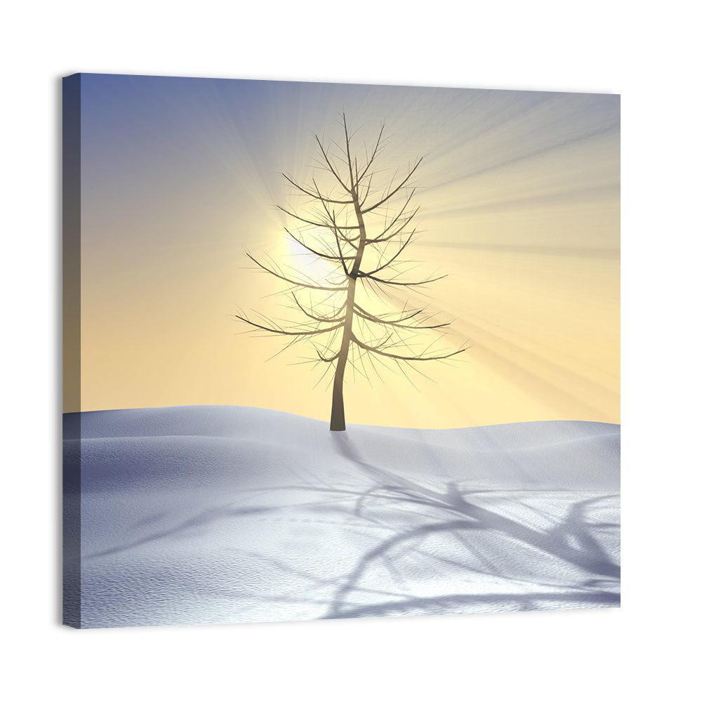 Winter Tree at Golden Sunrise Wall Art