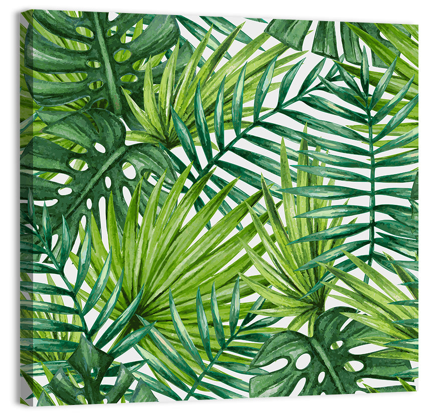 Palm Leaves Pattern Ii Wall Art, canvas print, square