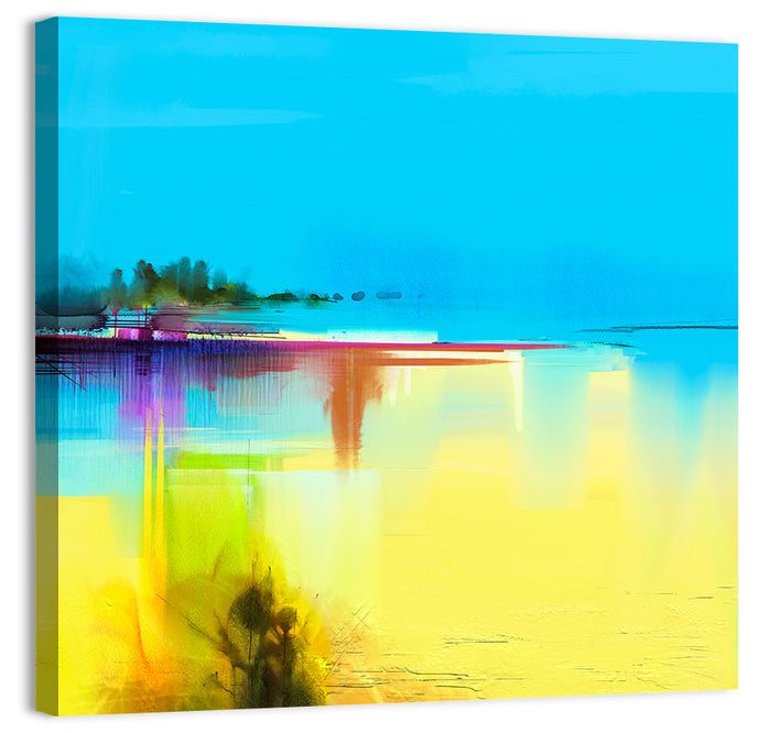 Sunlit Abstract Coastline in Spring Colors Wall Art as a canvas print