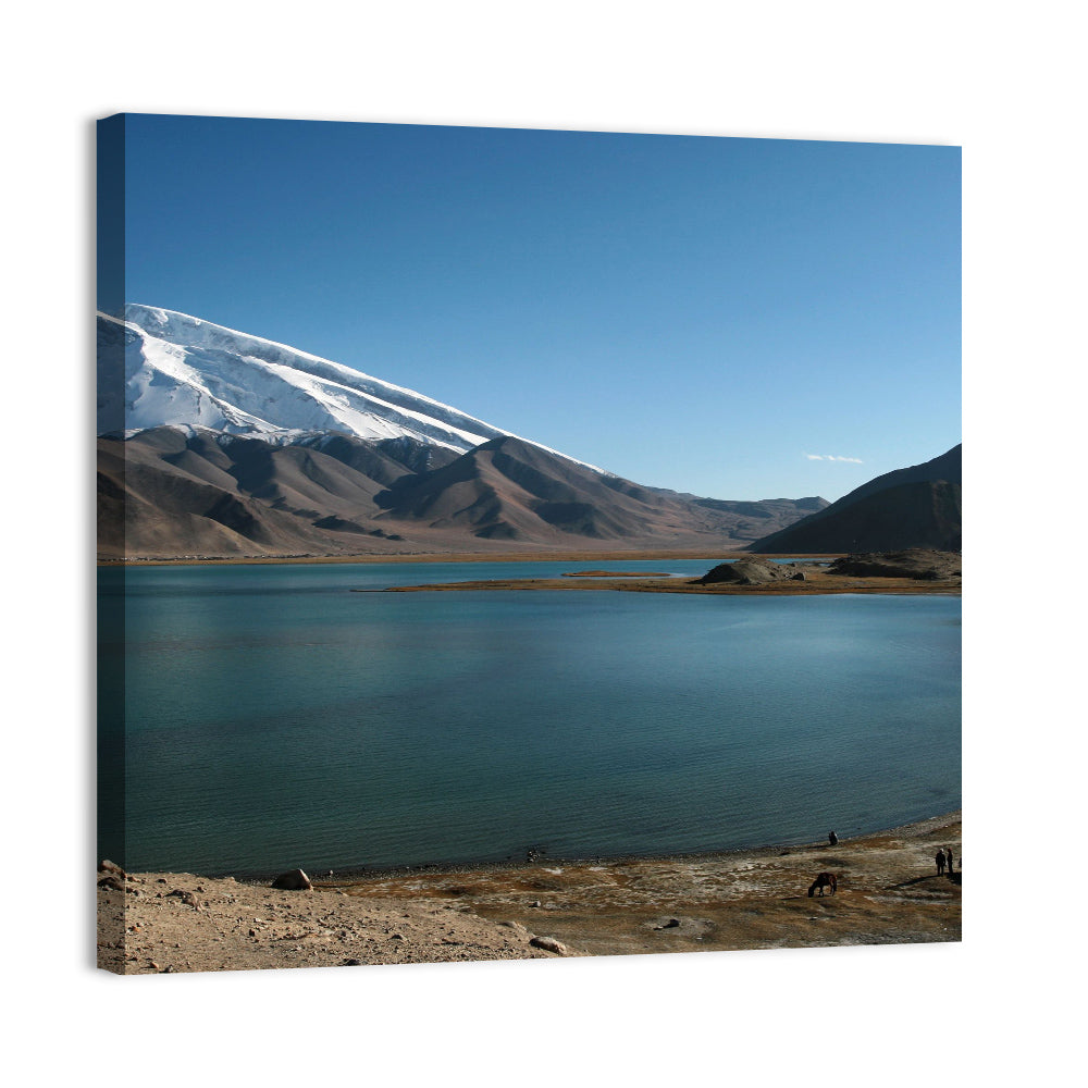 Muztahgata and Karakul Lake Wall Art, canvas print, square