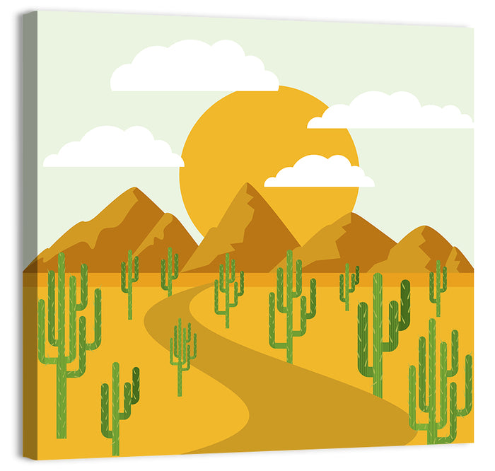 Cloudy Desert Road Wall Art as a canvas print