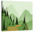 Green Foggy Hills Illustration Wall Art