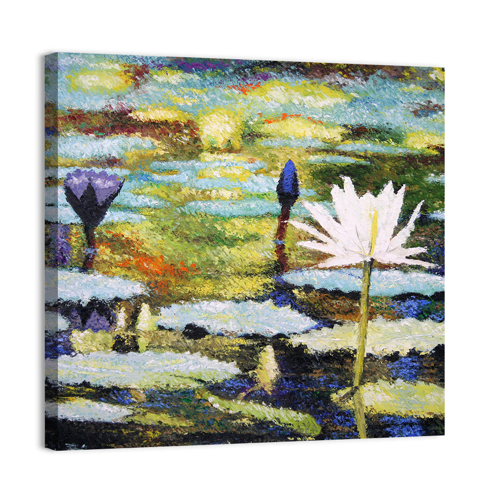 Impressionist Water Lilies Study Wall Art, canvas print, square