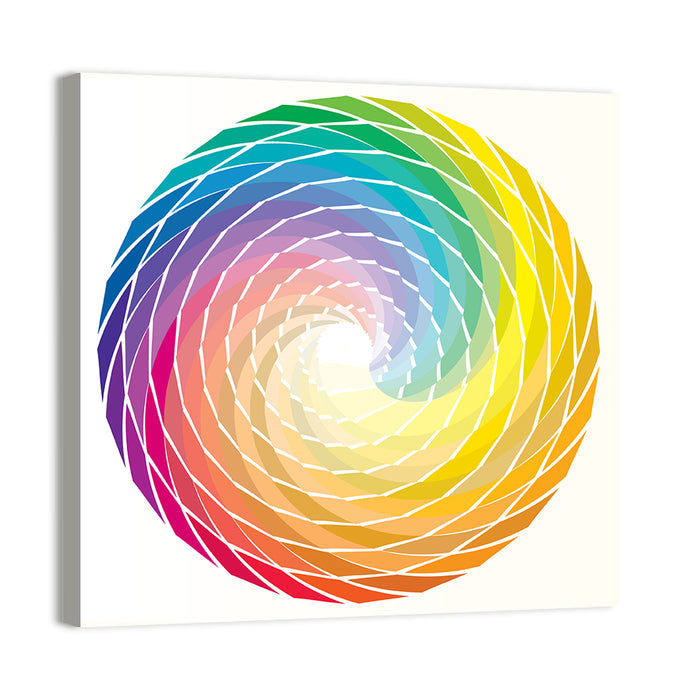 Radial Rainbow Spiral Wall Art as a canvas print