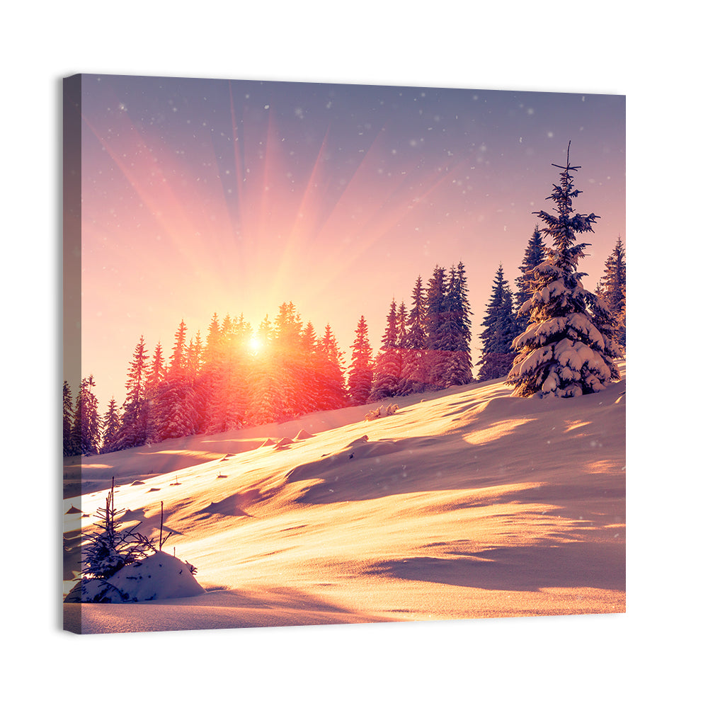 Winter Mountains Sunrise Wall Art
