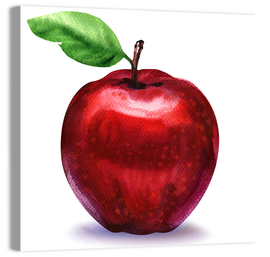 Red Apple Watercolor Wall Art, canvas print, square