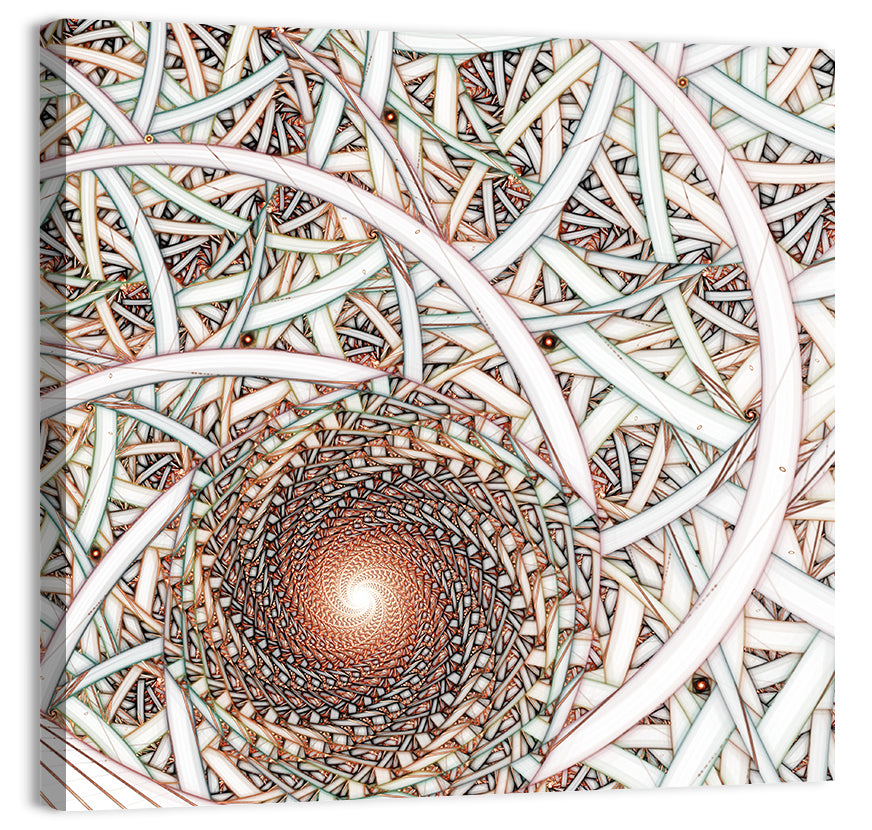 Copper Fractal Spiral Mandala Wall Art, canvas print, square