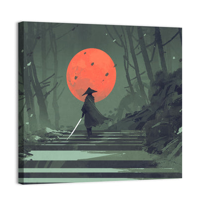 Samurai & Moon Wall Art